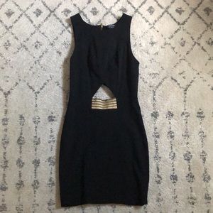 black and gold cut-out dress